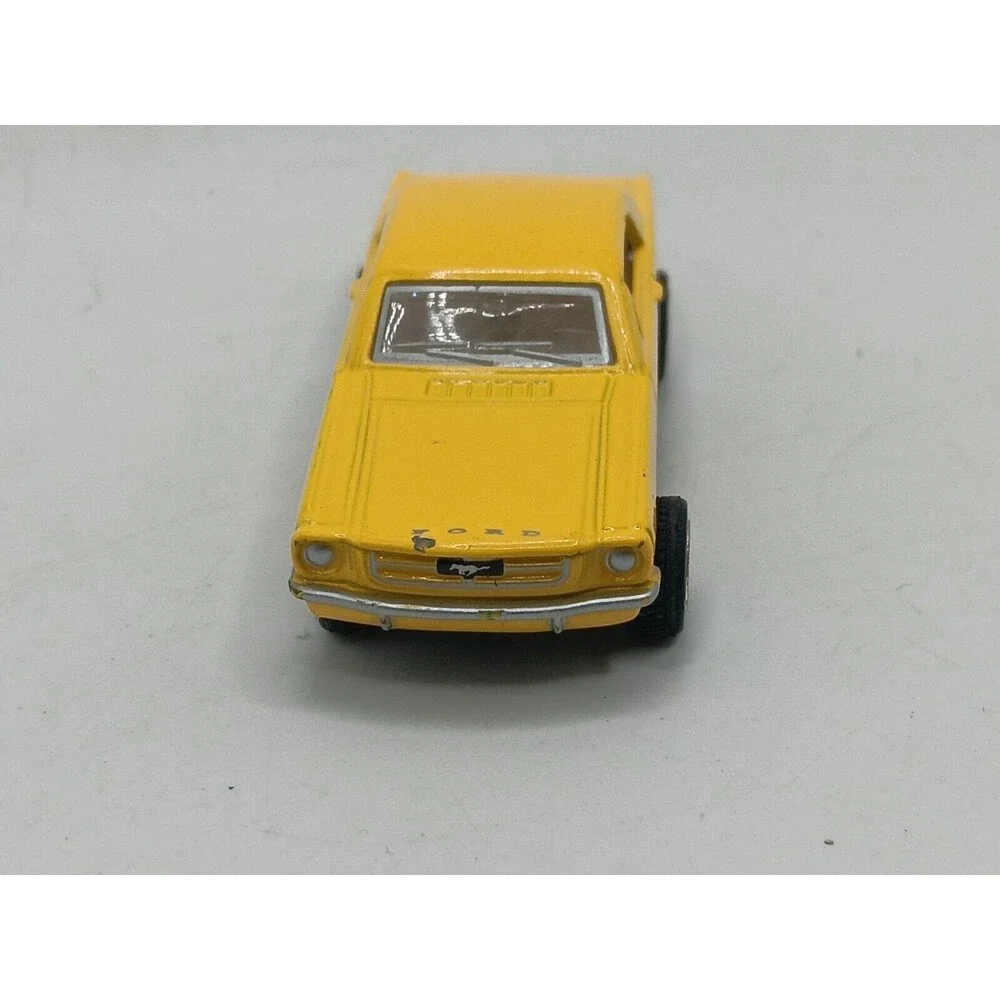 1964 1/2 Yellow Ford Mustang Kinsmart 1:72 Pullback Toy Car